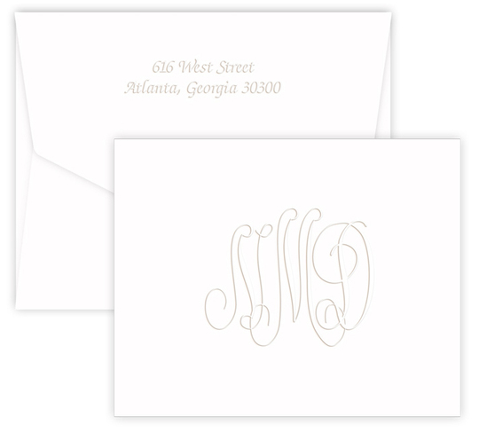 Traditional Monogram Embossed Folded Note Cards